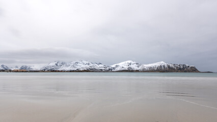 Beautiful long-exposure shots of Lofoten beach in winter.