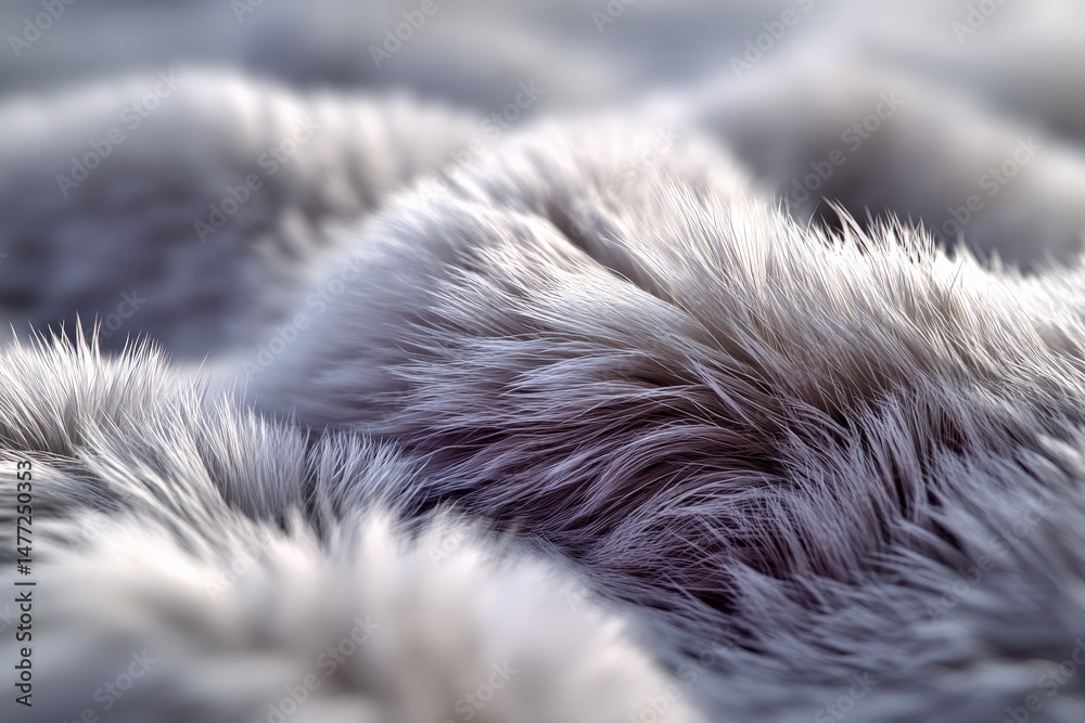 Poster Soft silver fur texture capturing light and warmth in a cozy indoor setting during wintertime