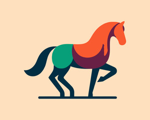 Horse full body logo with sleek design elements