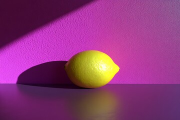 Lemon contrast on purple background lighting