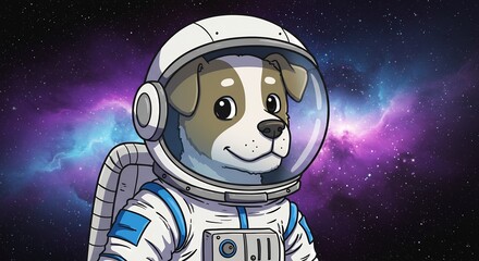 Pixel Art Dog Astronaut in Space