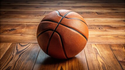 Obraz premium Basketball on Wooden Floor, athletic equipment, interior, athletic equipment, interior, room