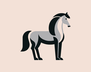 Horse full body line art logo for brand identity