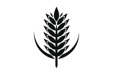 Elegant Black Vector Illustration Single Wheat Stalk Design with Flowing Accent