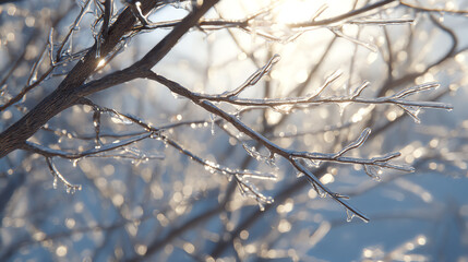 icy branches in sunlight