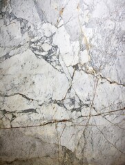 Fototapeta premium Full Frame Close Up of White Marble Stone Slab with Grey Veins and Brown Accents Studio Shot