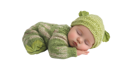 Sweet Dreams Adorable Newborn Baby Sleeping in Knitted Outfit
