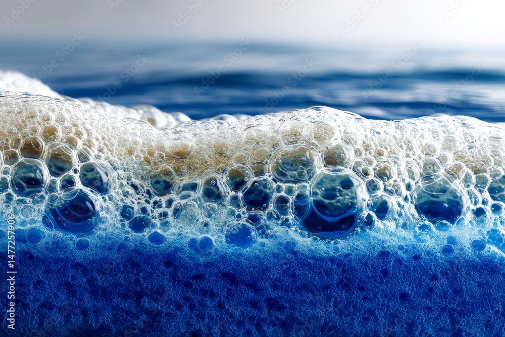 Aufkleber Waves crashing on the shore creating frothy bubbles during a sunny day by the ocean