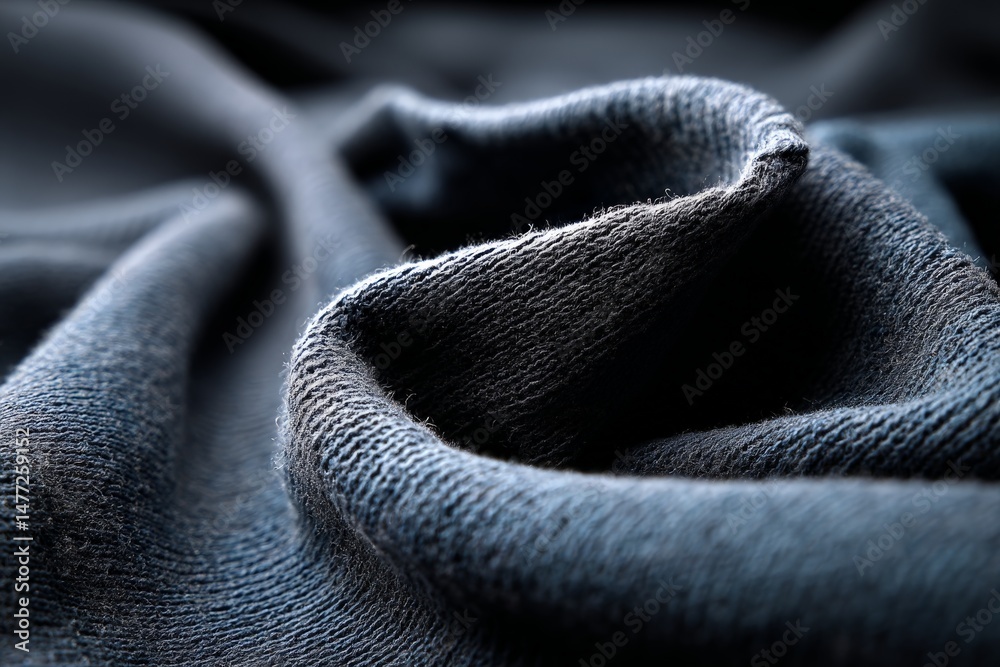 Aufkleber close-up of dark fabric showcasing texture and movement under soft lighting