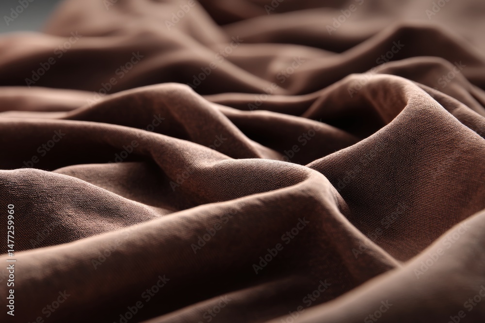 Poster textured fabric folds create an elegant and warm atmosphere in a soft brown hue, ideal for interior 