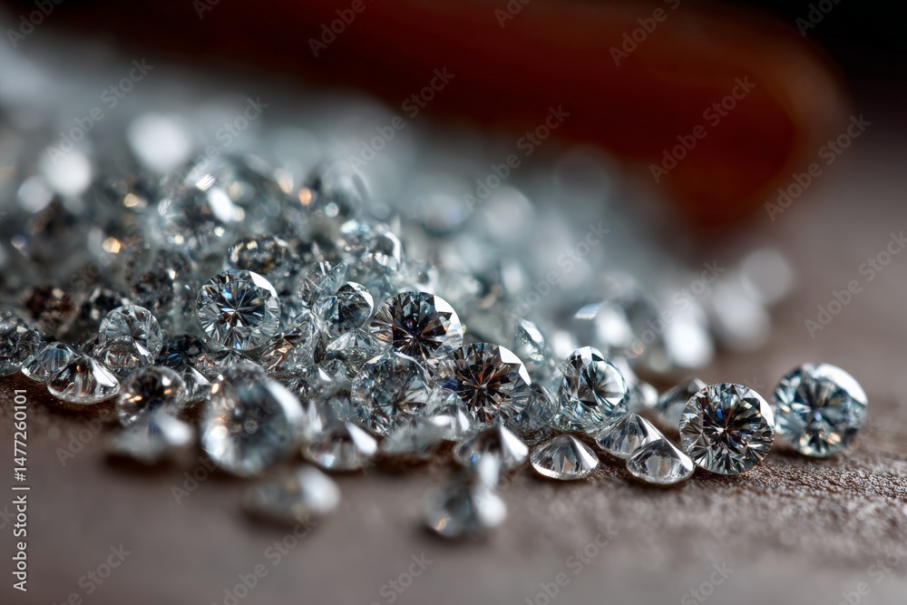 Aufkleber sparkling assortment of diamonds on a wooden surface with soft lighting captured in close-up during 