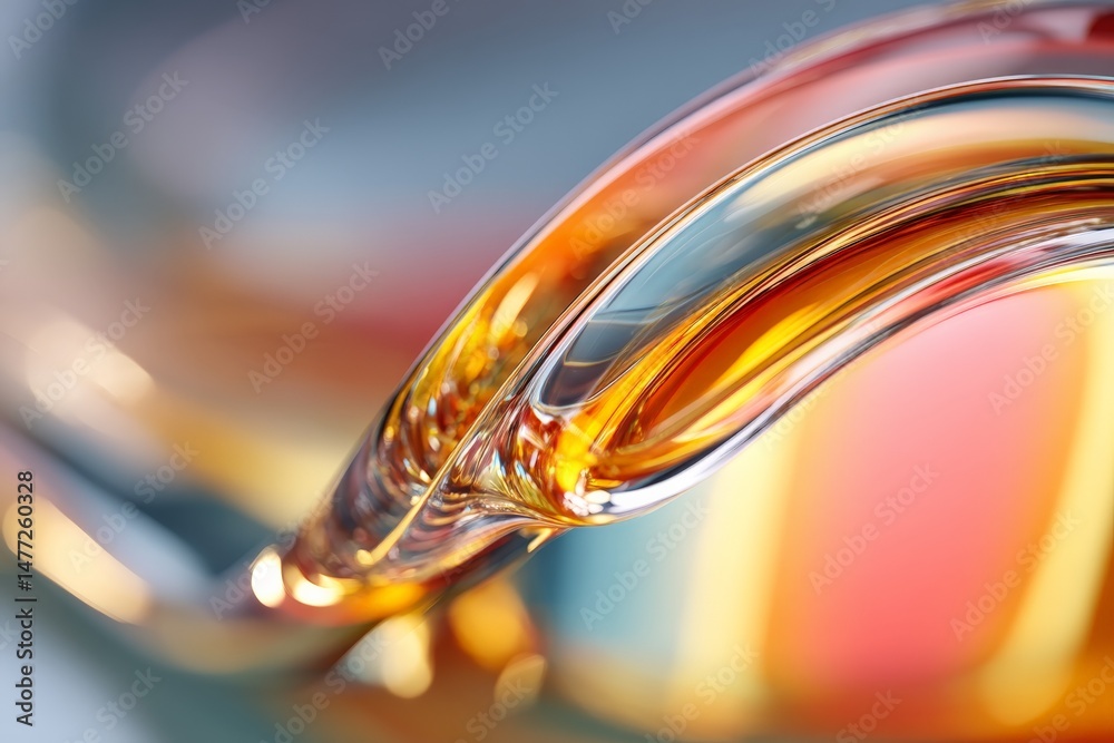 Aufkleber Beautiful liquid flow capturing reflections and colors in intricate glass shapes during daylight