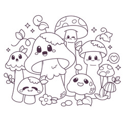 Hand drawn coloring book illustration	
