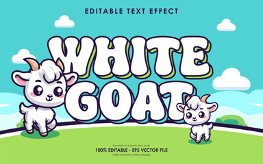 Editable white goat text effect, with cute goat characters