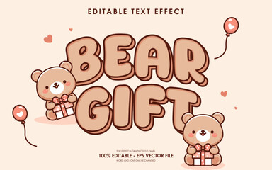 Editable bear gift text effect, with cute bear characters