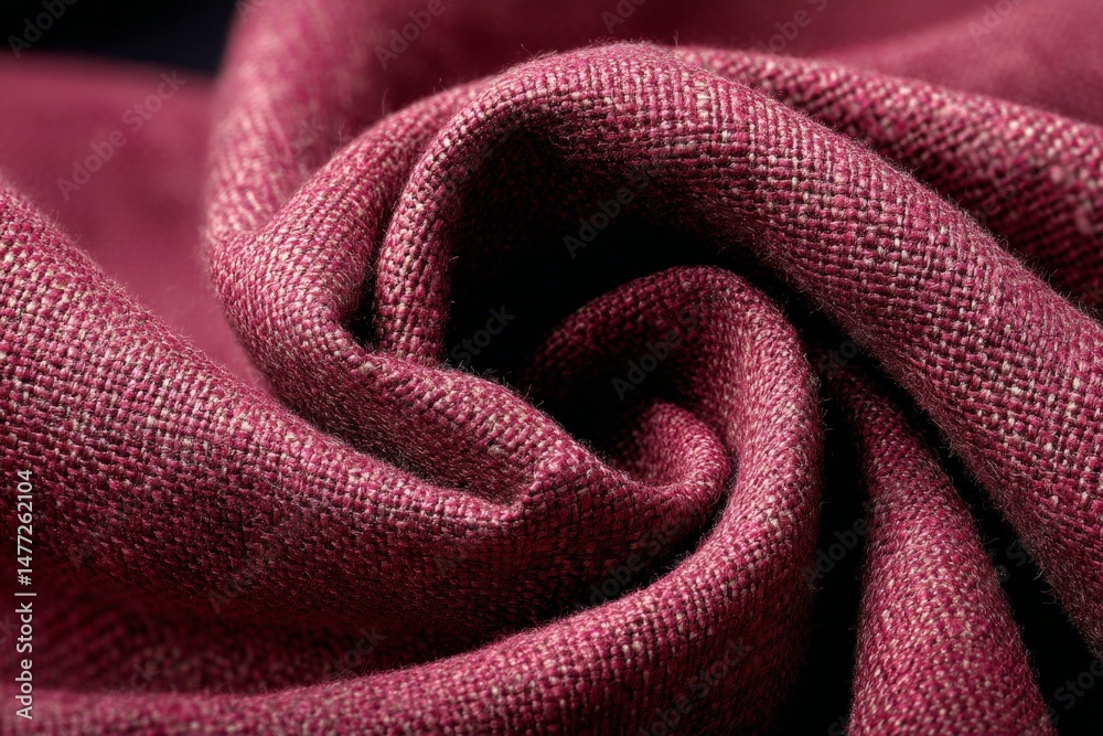 Poster Close-up view of textured burgundy fabric showcasing intricate weave patterns and depth of color