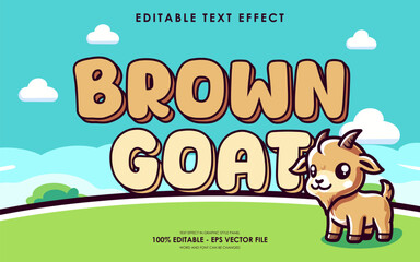 Editable brown goat text effect, with cute goat characters
