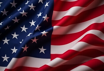 Close-Up of an American Flag Showing Stripes and Stars in Beautiful Detail