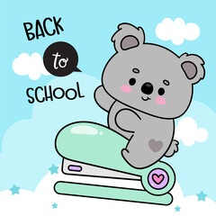 koala bear ride pencil school supplies kawaii animal with pastel background