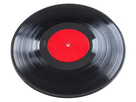 a black record with a red circle