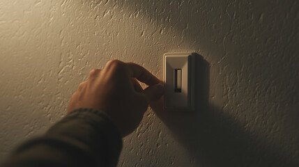 Hand Turning Light Switch On or Off