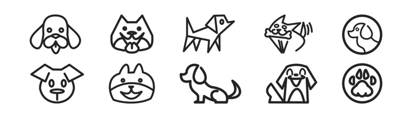 Dog set icon. Vector illustration.