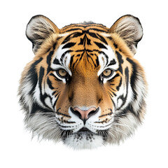 Naklejka premium Close Up of A Tiger Face Wildlife Animals Isolated on PNG Transparent Background 