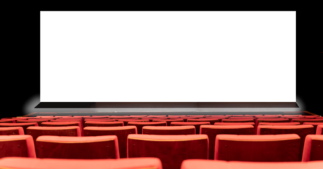 empty movie theater and movie screen mockup.
movie theater with red seats