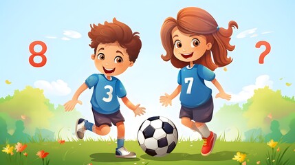 Happy Children's Day: Boy and Girl Enjoying Soccer Ball Outdoors