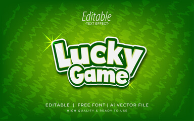 lucky game editable text.  gaming text style theme.