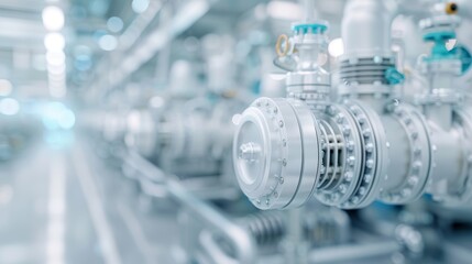 Close-up of Industrial Pipes and Valves in a Factory Environment