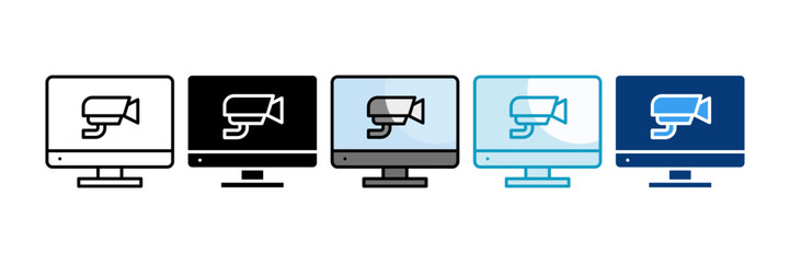 Camera Security Monitoring  Icon Set Multiple Style Collection