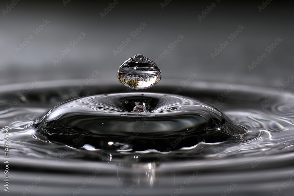 Aufkleber water droplet creates ripples in a calm surface during daylight, capturing a moment of fluid dynamic