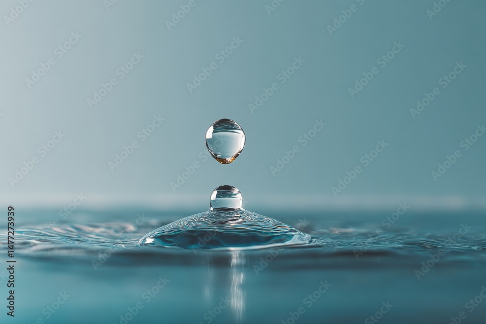 Leinwandbilder water droplet creates ripples on a tranquil surface in a serene setting during soft daylight