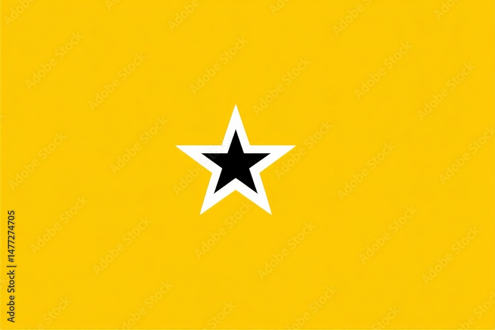Aufkleber bright yellow background with a black star surrounded by a white outline creating a striking visual 