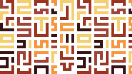 Modern seamless geometric pattern in warm earth tones such as terracotta, mustard, and brick red. Ideal for backgrounds, textiles, packaging, and digital art with retro and abstract appeal.