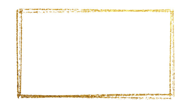 gold border frame brush stroke on transparent background, png luxury golden grunge paint rectangle overlay design element