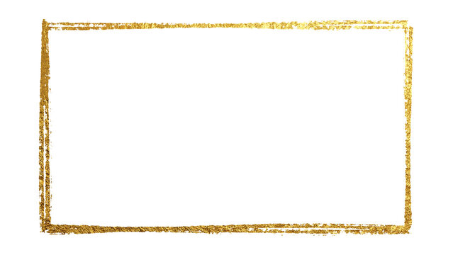gold border frame brush stroke on transparent background, png luxury metallic golden rectangle overlay design element