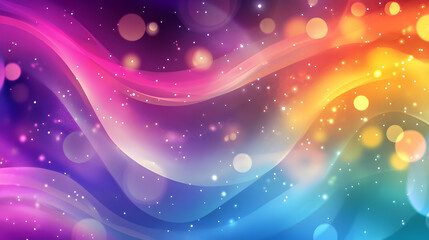 Vibrant Abstract Waves with Colorful Light Bokeh Effect Background