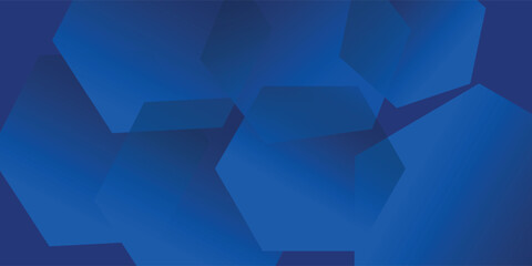 Modern abstract blue background with glowing geometric lines. Blue gradient hexagon shape design. Futuristic technology concept.