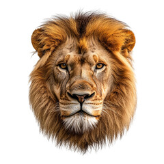 Close Up of Lion Face, Wildlife Animal, Isolated on PNG Transparent Background

