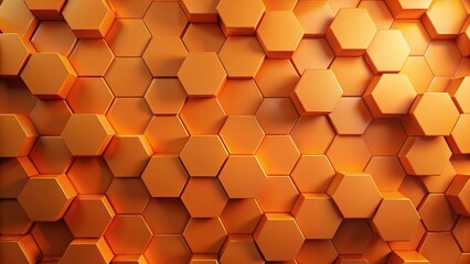 Abstract Background of Dimensional Hexagonal Honeycomb Structure in Vibrant Orange Hue