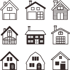 Collection of home icons. House icons set. Hand drawn House collection. Set of houses icons