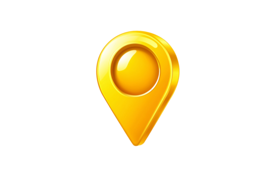a yellow map pointer with a round center - Powered by Adobe