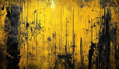 Rough, yellow surface with dark streaks and splatters