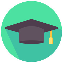 graduation hat vector round flat icon