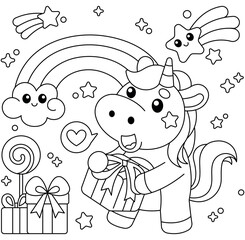 Hand drawn coloring book illustration	
