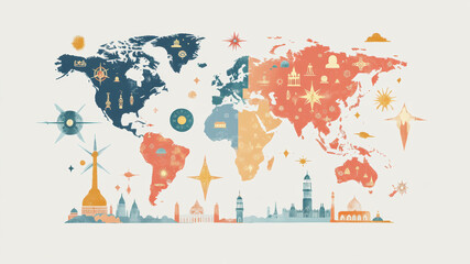 World map infographic in flat design style