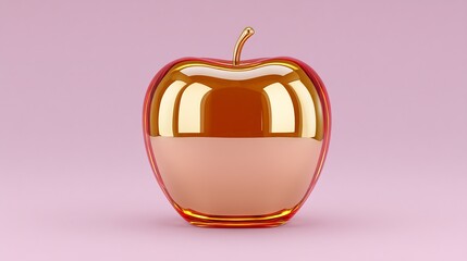 Obraz premium Golden Glass Apple Minimalist Fruit Still Life.