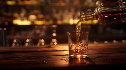 The whiskey being poured